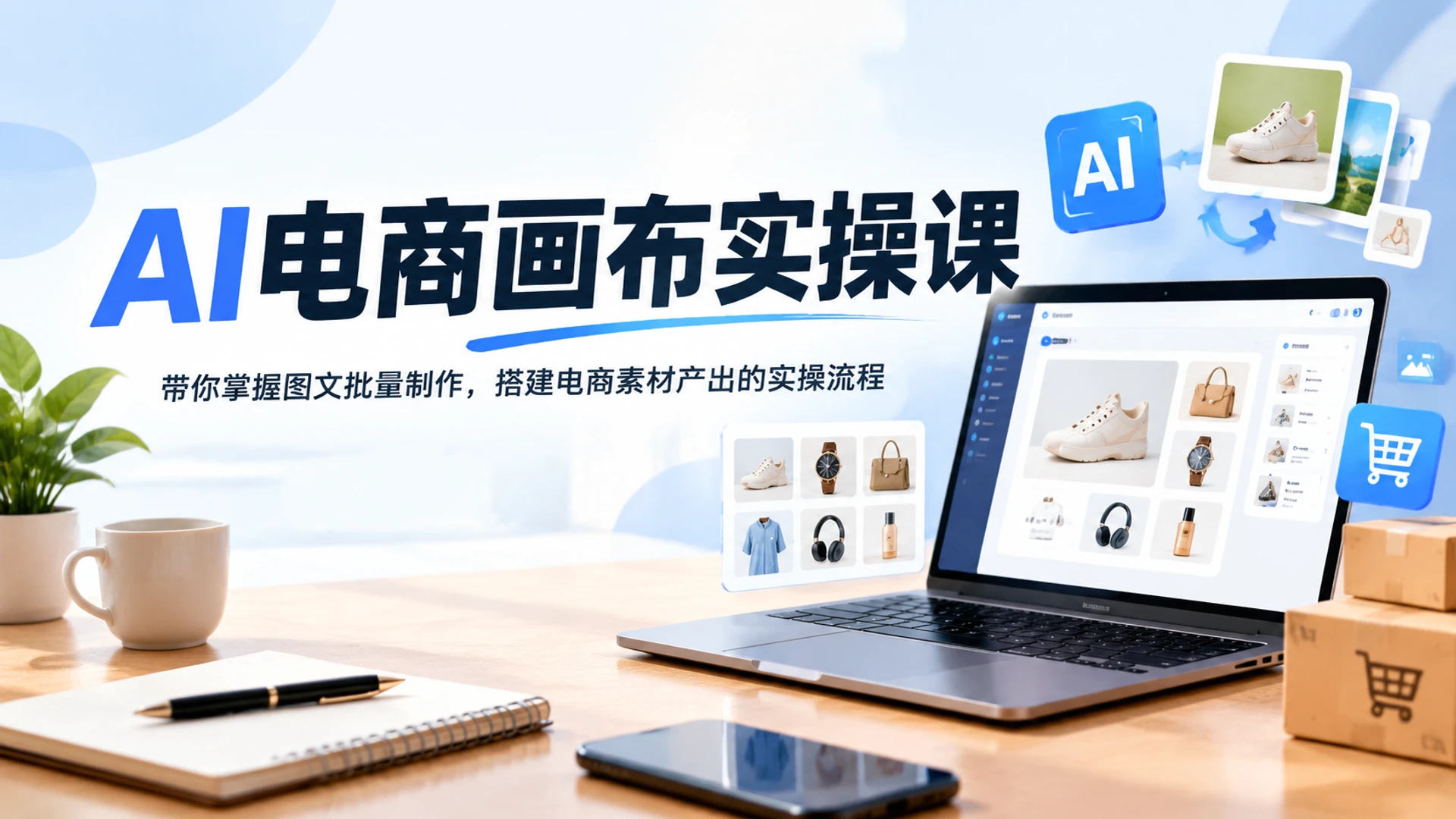 【精】AI电商画布实操课，带你掌握图文批量制作，搭建电商素材产出的实操流程