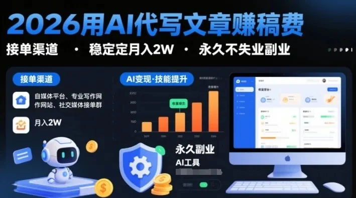 2026用AI代写文章賺稿费,提供接单渠道,稳定月入2W,永久不失业副业 2026用AI代写文章賺稿费,提供接单渠道,稳定月入2W,永久不失业副业