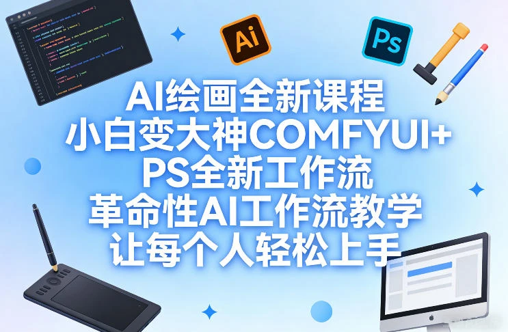 AI绘画全新课程，小白变大神COMFYUI+PS全新工作流，革命性AI工作流教学，让每个人轻松上手