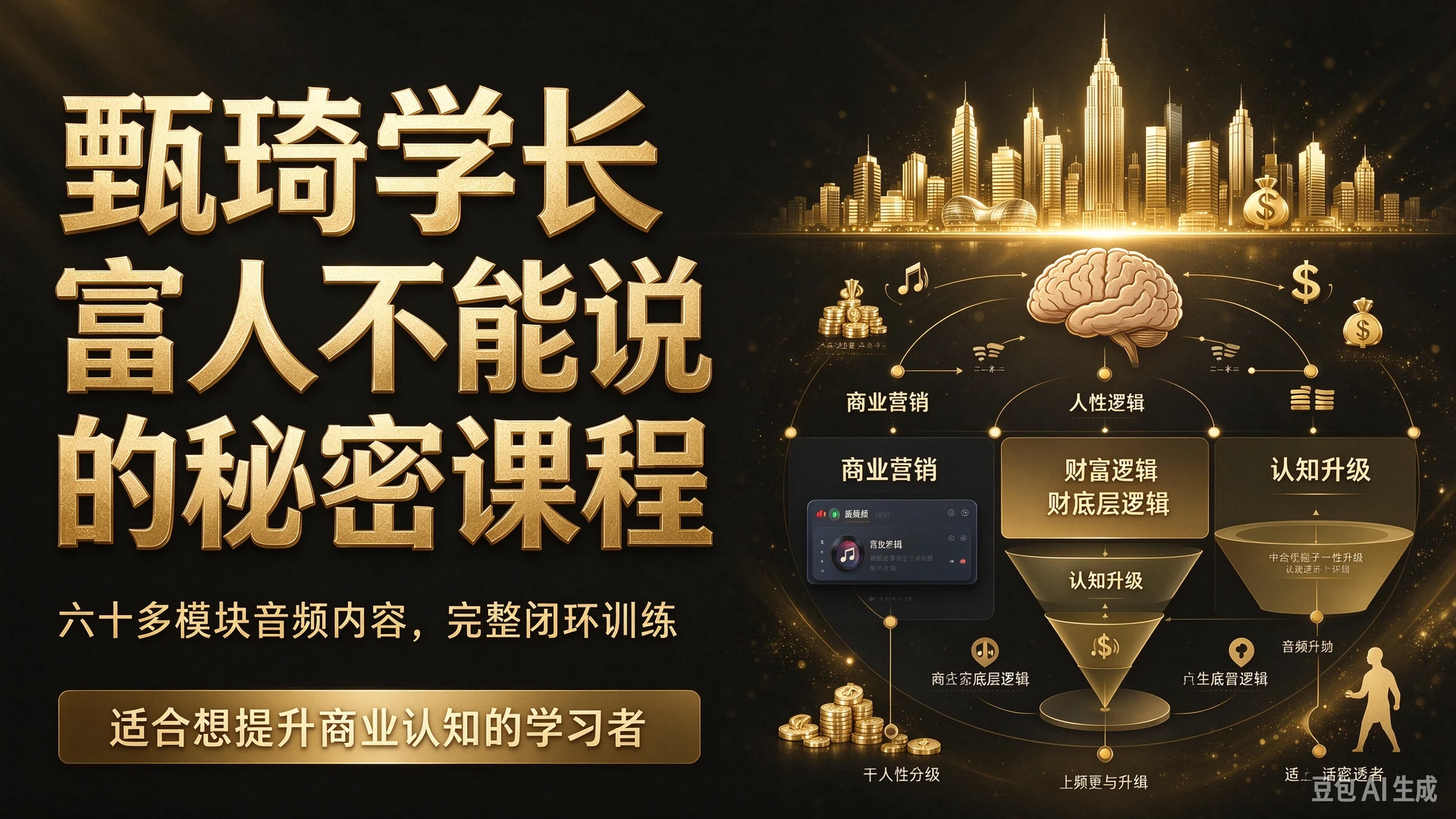 甄琦学长富人不能说的秘密课程,带你研读六十多模块音频内容,了解商业营销、人性与财富底层逻辑,适合想提升商业认知的学习者的完整闭环 甄琦学长富人不能说的秘密课程,带你研读六十多模块音频内容,了解商业营销、人性与财富底层逻辑,适合想提升商业认知的学习者的完整闭环