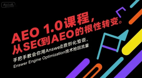 【精】AEO 1.0 课程，从SEO到AE0的基命性转变，手把手教会你用AnswerEngineOptimization技术抢回流量