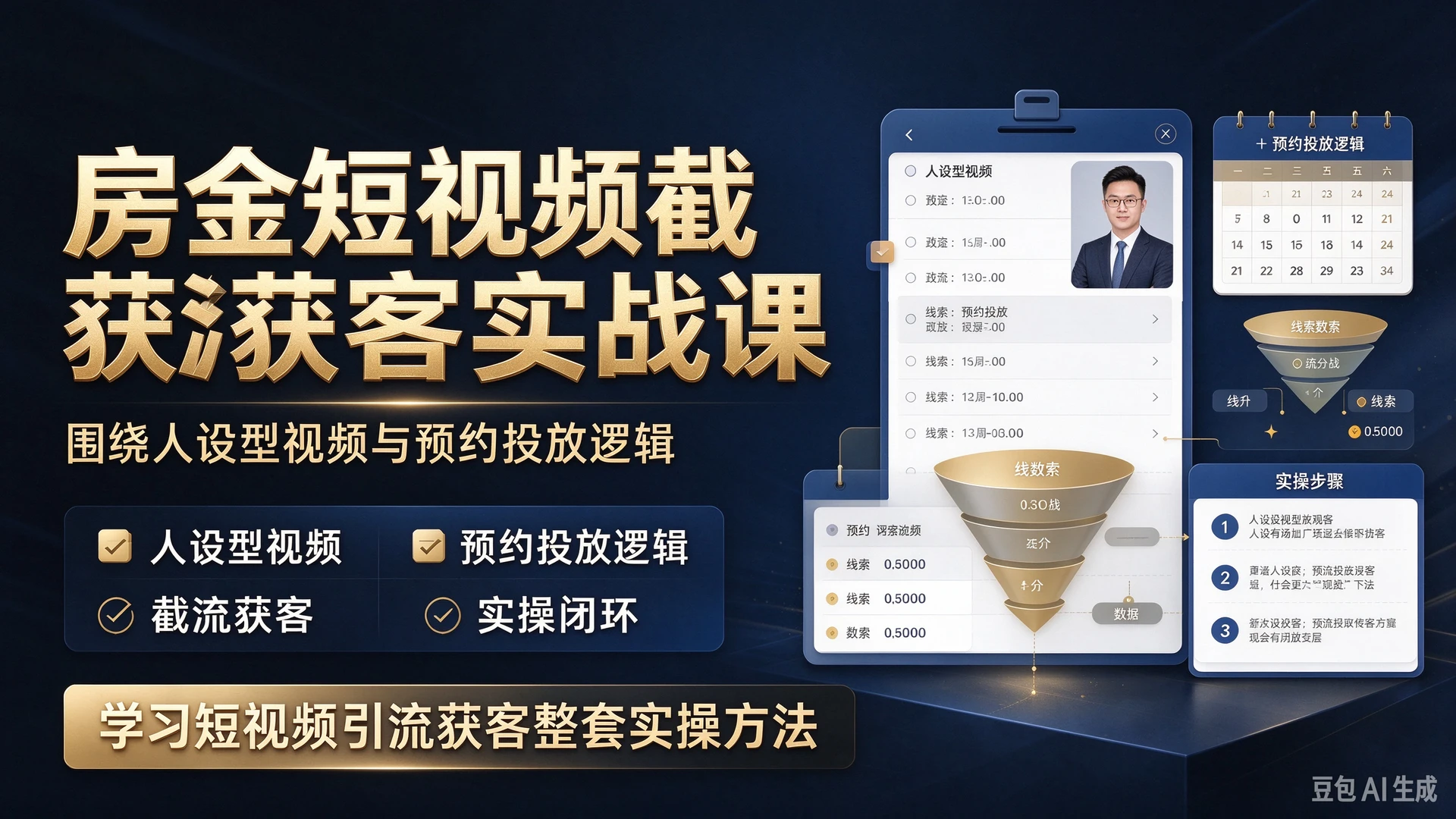 【精】房金短视频截流获客侧重实战落地,围绕人设型视频与预约投放逻辑,学习短视频引流获客整套实操方法