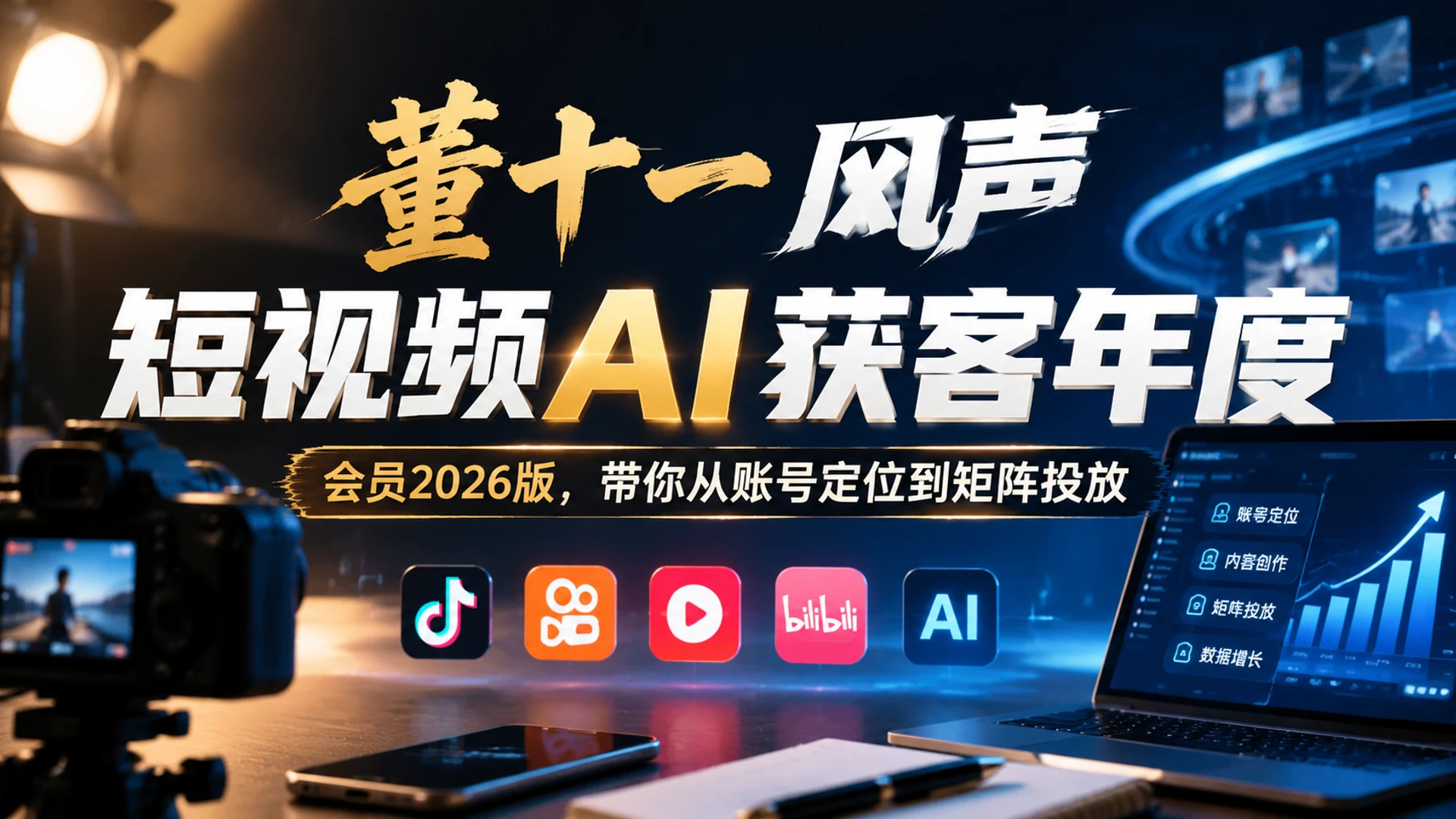 【精】董十一风声短视频AI获客年度会员2026版,带你从账号定位到矩阵投放 【精】董十一风声短视频AI获客年度会员2026版,带你从账号定位到矩阵投放