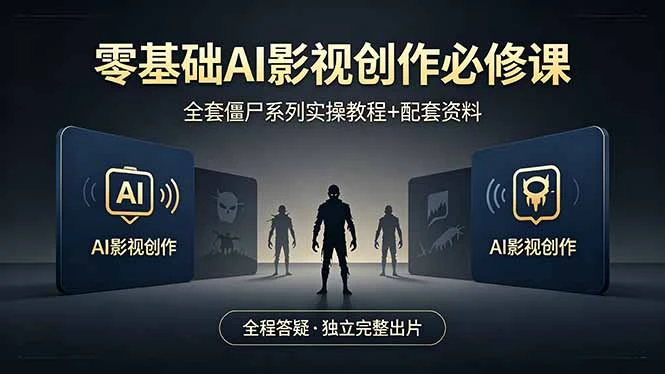 【精】零基础AI影视创作必修课，全套僵尸系列实操教程加配套资料，全程答疑带你独立完整出片