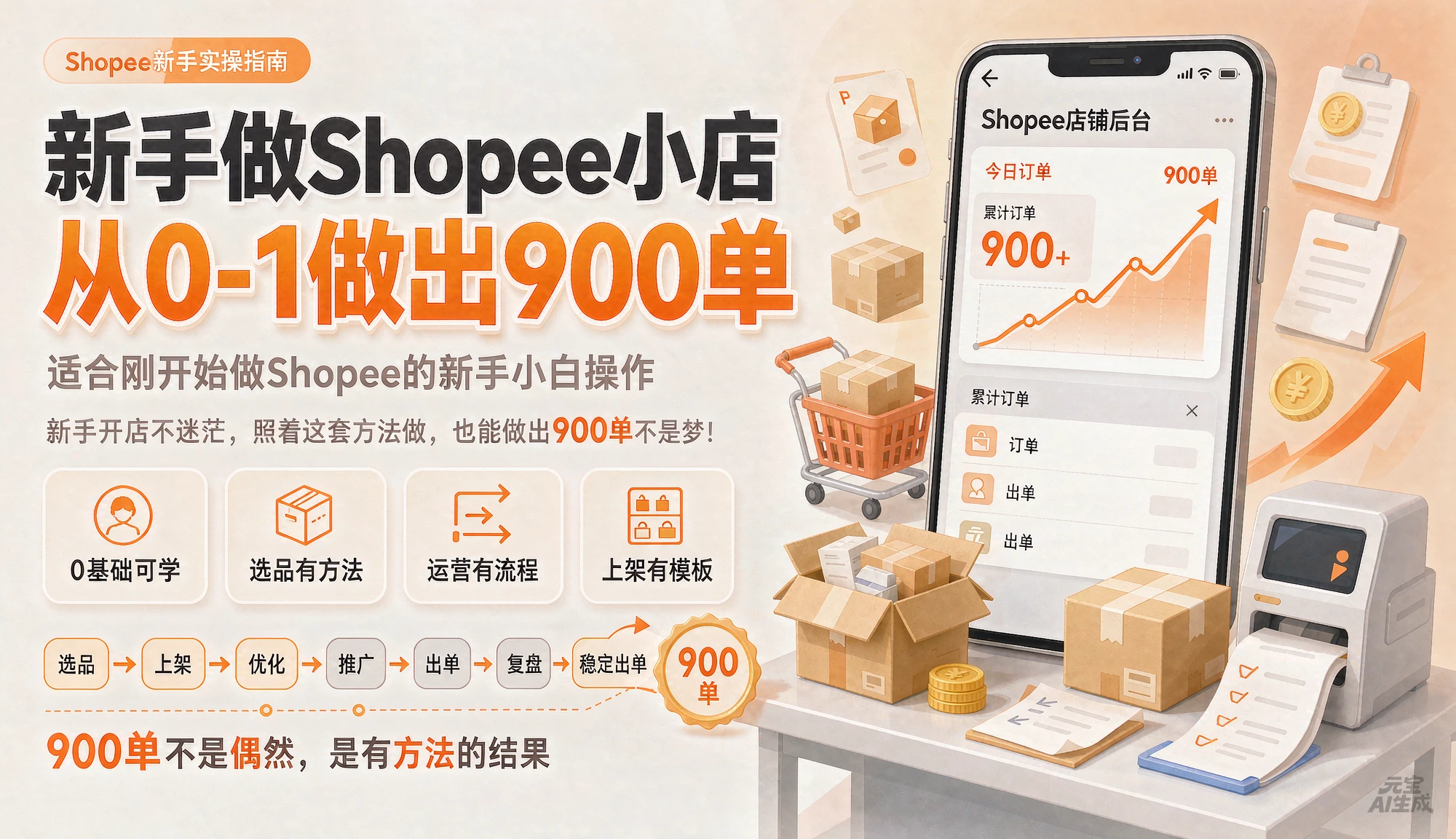 【精】新手做shopee小店，从0-1做出900单，适合刚开始做shopee的新手小白操作！！