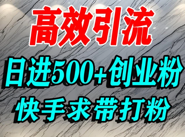 怎么打创业粉？快手求带视角精准引流创业粉，宝妈、学生群体日进500+精准流量