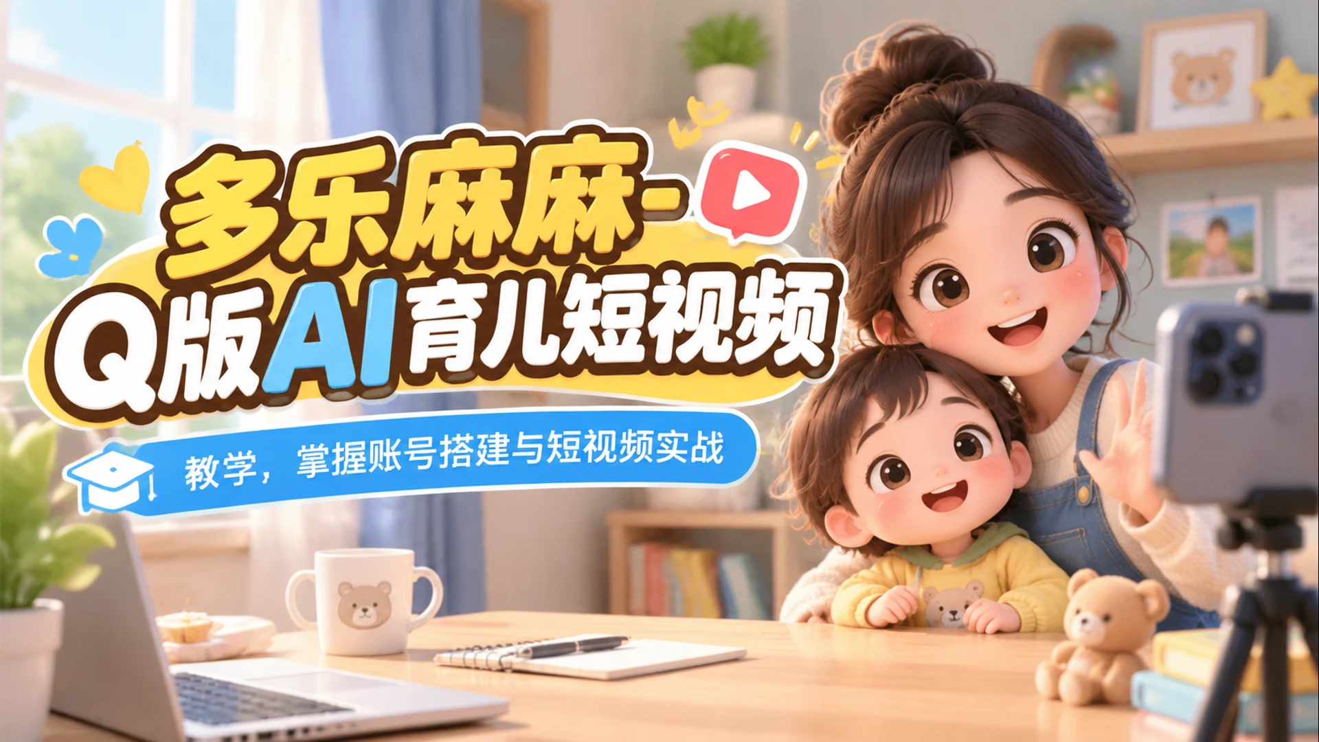 多乐麻麻 – Q版AI育儿短视频教学,掌握账号搭建与短视频实战