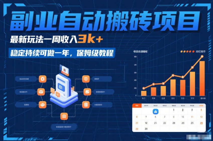 副业自动搬砖项目，最新玩法一周收入3k+，稳定持续可做一年，保姆级教程【揭秘】