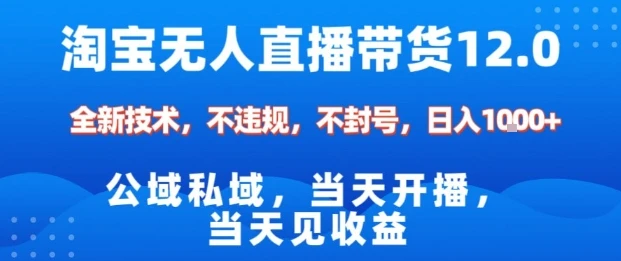 淘宝无人直播12.0，公域私域技术，不封号，不违规布局双十一流量风口，日入1k（独家技术）【揭秘】