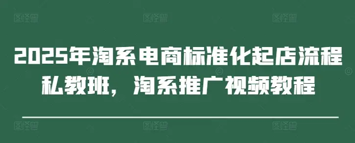 2025年淘系电商标准化起店流程私教班，淘系推广视频教程