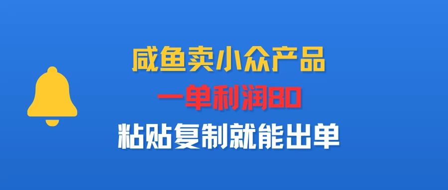 咸鱼卖小众产品，一单利润80，粘贴复制就能出单