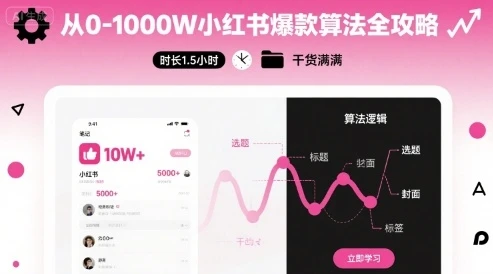 【精】从0-1000W小红书爆款算法全攻略，时长1.5小时，干货满满