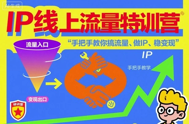 【精】IP线上流量特训营，手把手教你搞流量、做IP、稳变现