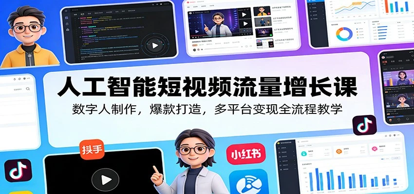 【精】人工智能短视频流量增长课:数字人制作,爆款打造,多平台变现全流程教学 【精】人工智能短视频流量增长课:数字人制作,爆款打造,多平台变现全流程教学