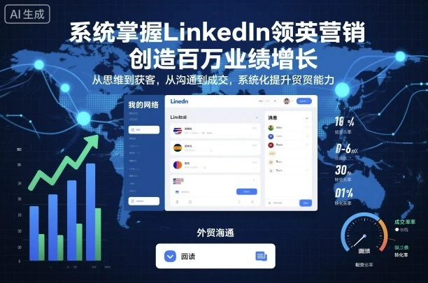 【精】系统掌握LinkedIn领英营销，创造百万业绩增长，从思维到获客，从沟通到成交，系统化提升外贸能力