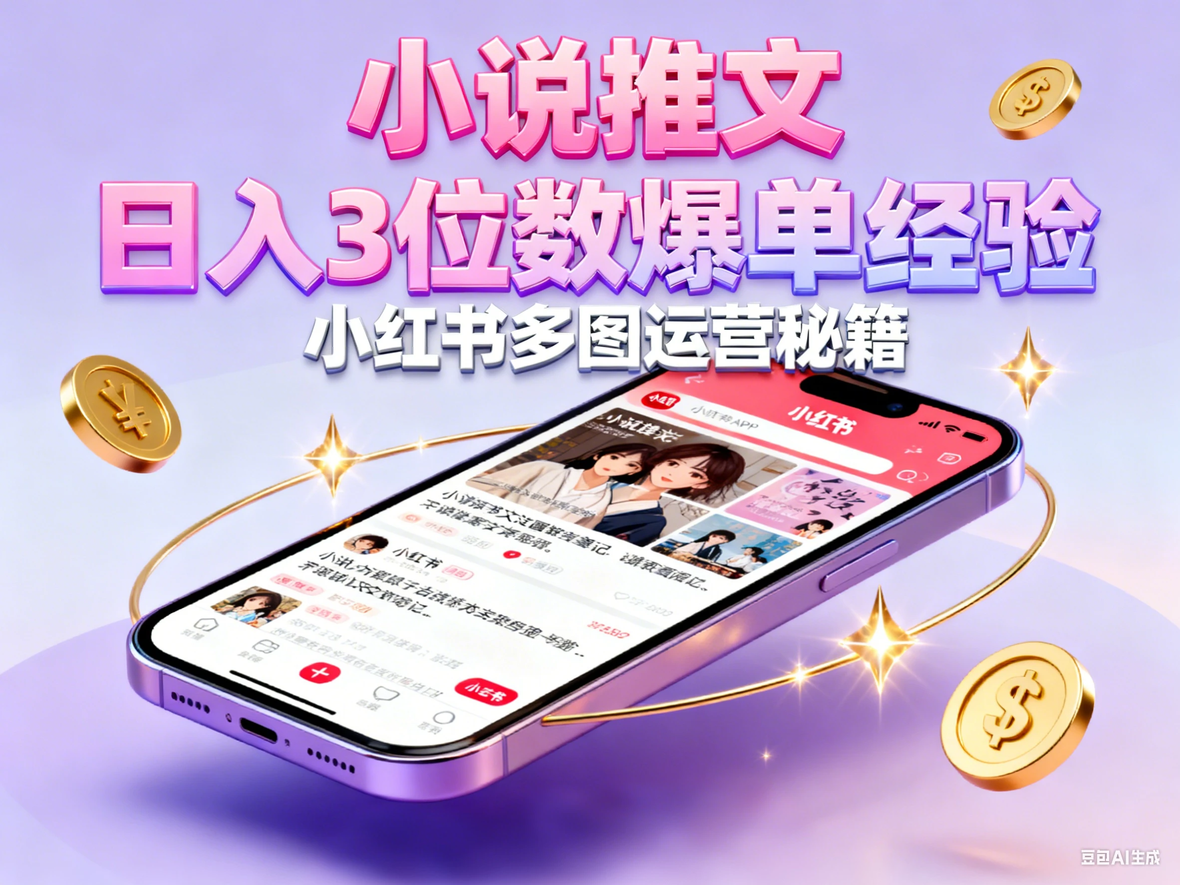 小说推文 小红书多图每天稳定3位数收益爆单大佬经验分享