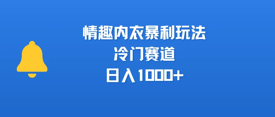 情趣内衣暴利玩法，冷门赛道，日入1000+