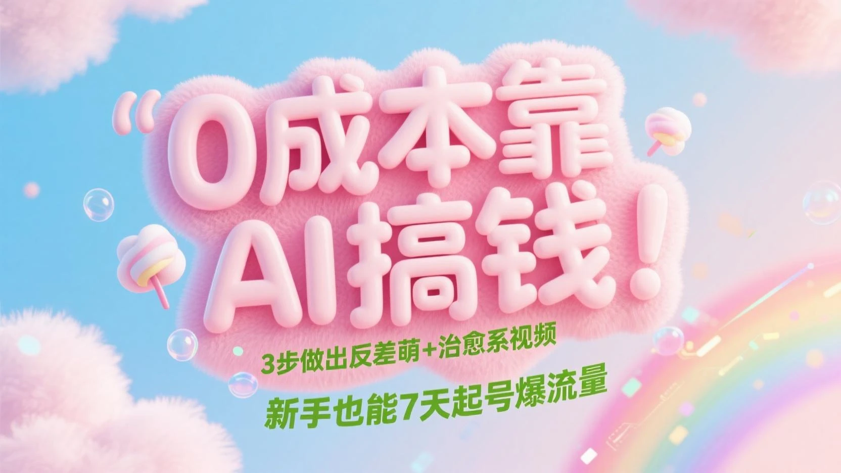 AI制作出反差萌+治愈系视频，新手也能7天起号爆流量，单日变现1000+