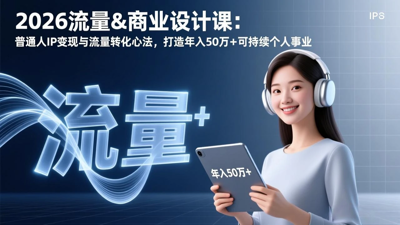 【精】2026流量&商业设计课：普通人IP变现与流量转化心法，打造年入50万+可持续个人事业