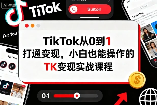 TikTok从0到1打通变现,小白也能操作的TK变现实战课程 TikTok从0到1打通变现,小白也能操作的TK变现实战课程