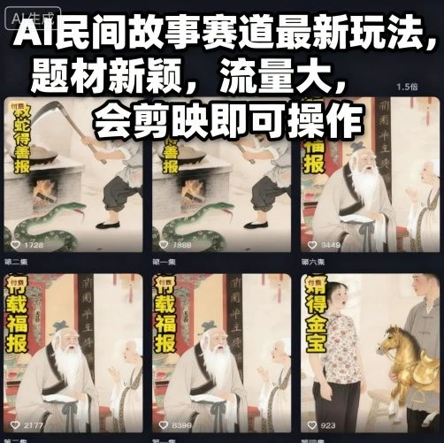 AI民间故事赛道最新玩法,题材新颖,流量大,会剪映即可操作 AI民间故事赛道最新玩法,题材新颖,流量大,会剪映即可操作
