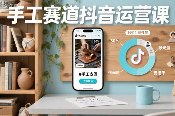 【精】手工赛道抖音运营课，手工赛道流量运营