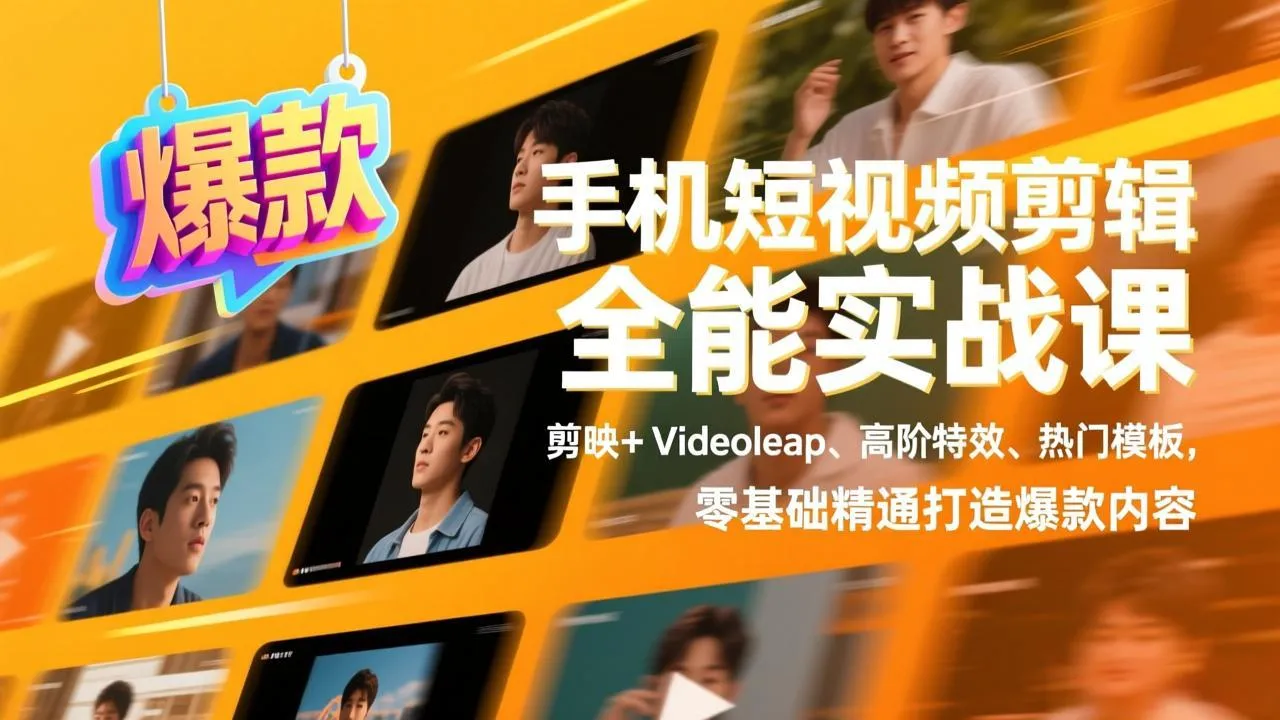 【精】手机短视频剪辑全能实战课,剪映+Videoleap、高阶特效、热门模板,零基础精通打造爆款内容 【精】手机短视频剪辑全能实战课,剪映+Videoleap、高阶特效、热门模板,零基础精通打造爆款内容