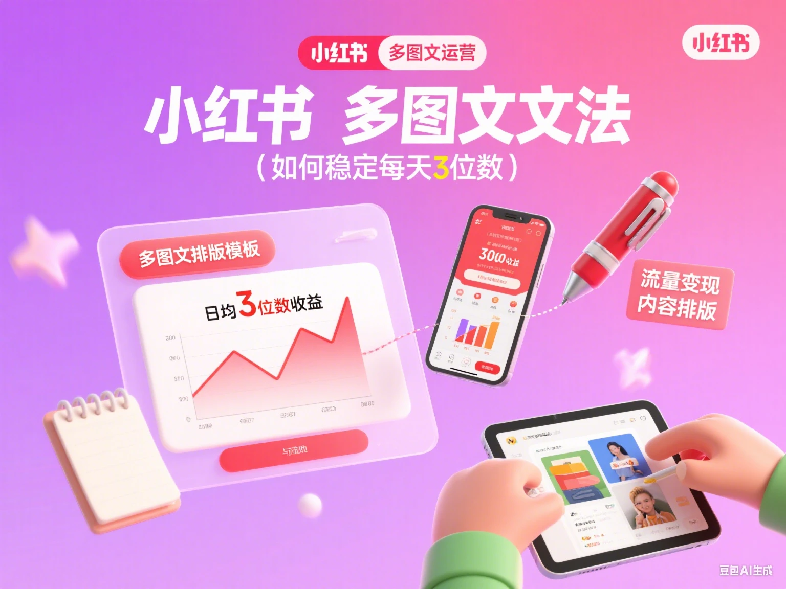 小红书 多图文文法（如何稳定每天3位数）