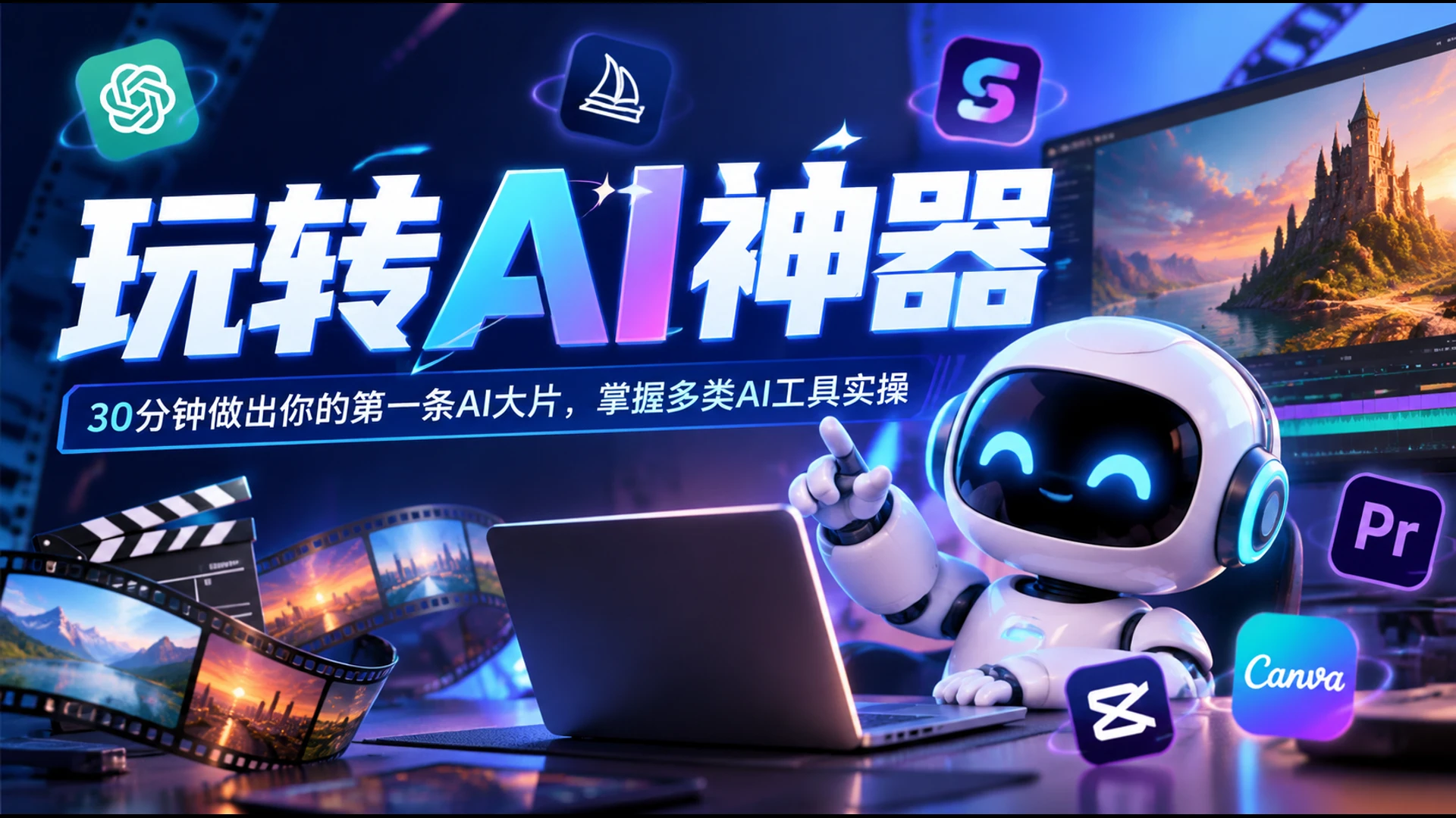 【精】玩转AI神器:30分钟做出你的第一条AI大片,掌握多类AI工具实操 【精】玩转AI神器:30分钟做出你的第一条AI大片,掌握多类AI工具实操