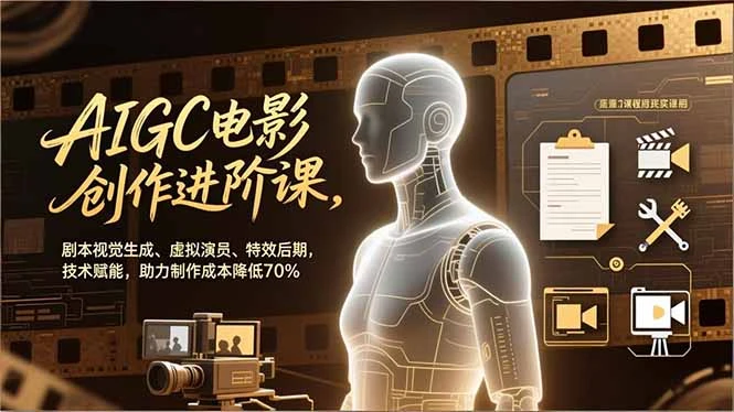 AIGC电影创作进阶课,剧本视觉生成、虚拟演员、特效后期,技术赋能,助力制作成本降低70% AIGC电影创作进阶课,剧本视觉生成、虚拟演员、特效后期,技术赋能,助力制作成本降低70%