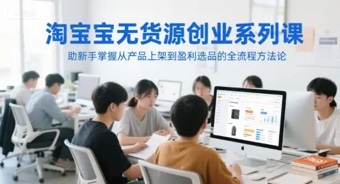 淘宝无货源创业系列课，助新手掌握从产品上架到盈利选品的全流程方法论