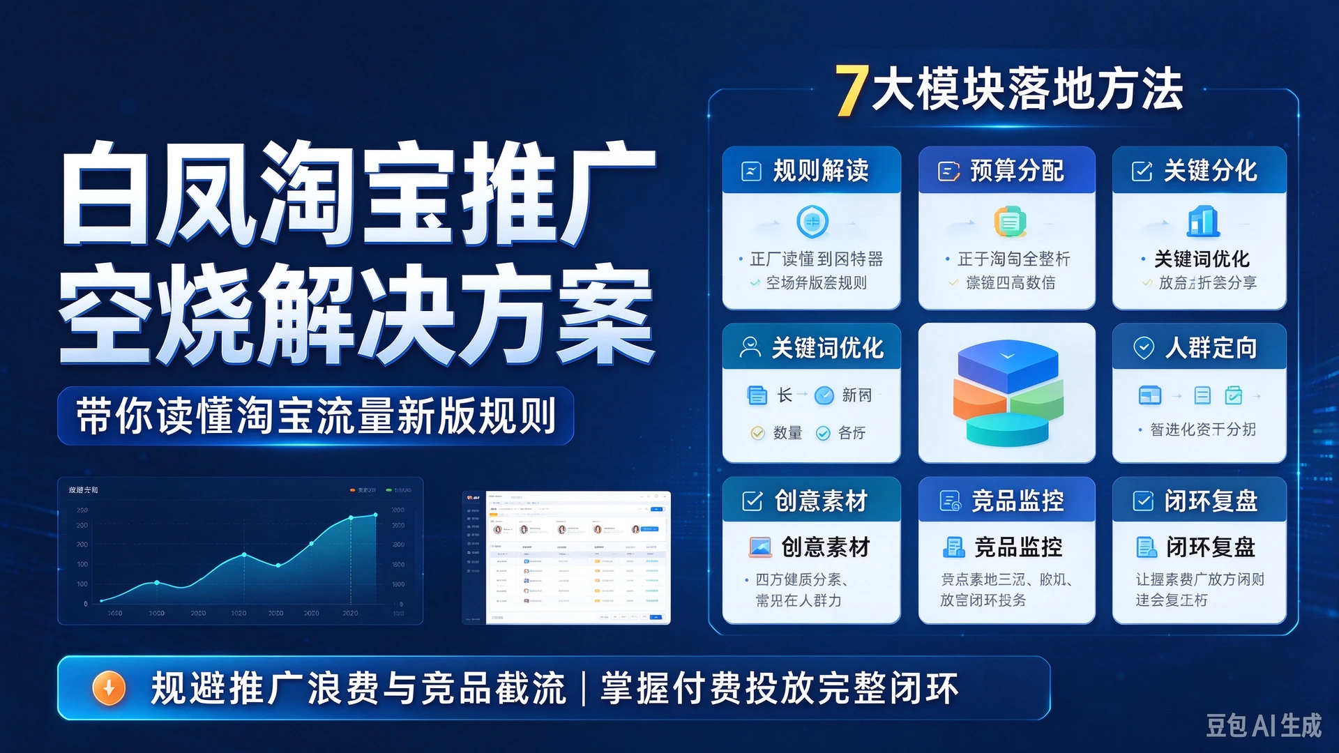 白凤淘宝推广空烧解决方案，带你读懂淘宝流量新版规则，掌握7大模块落地方法，学会规避推广浪费与竞品截流，适合淘宝商家优化付费投放的完整闭环