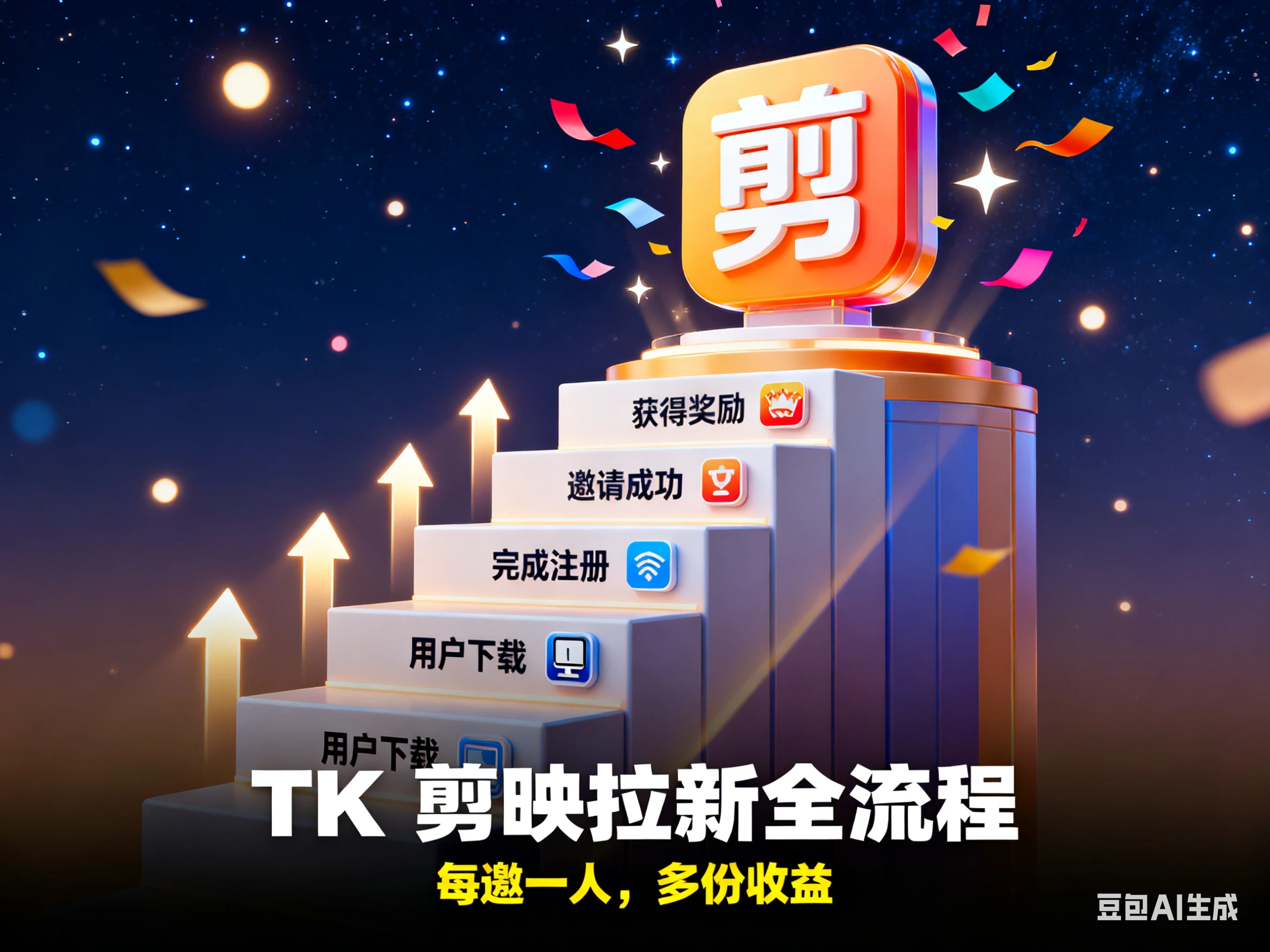 TK 剪映拉新全流程