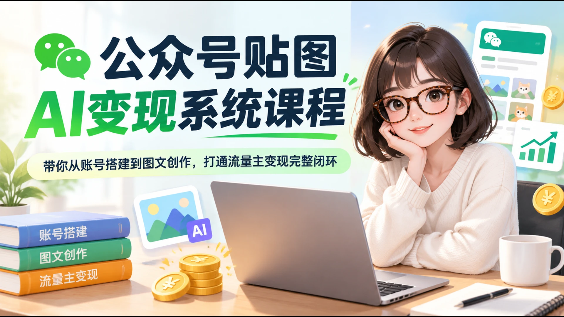 【精】公众号贴图AI变现系统课程,带你从账号搭建到图文创作,打通流量主变现完整闭环 【精】公众号贴图AI变现系统课程,带你从账号搭建到图文创作,打通流量主变现完整闭环