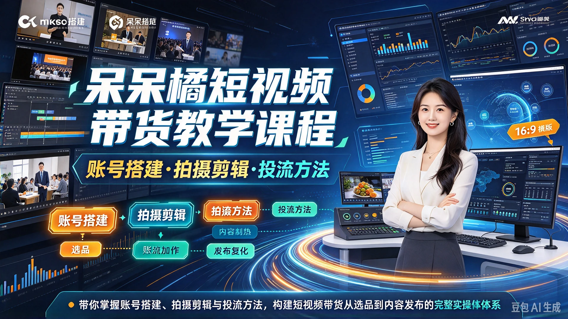 【精】呆呆橘短视频带货教学课程,带你掌握账号搭建、拍摄剪辑与投流方法,构建短视频带货从选品到内容发布的完整实操体系 【精】呆呆橘短视频带货教学课程,带你掌握账号搭建、拍摄剪辑与投流方法,构建短视频带货从选品到内容发布的完整实操体系